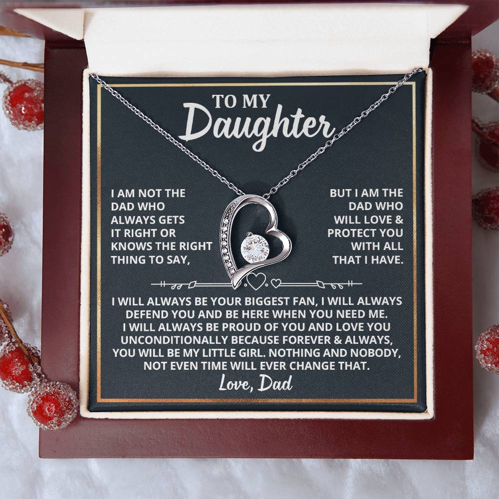 To My Daughter - I Am The Dad Who Will Love You Forever Love Necklace