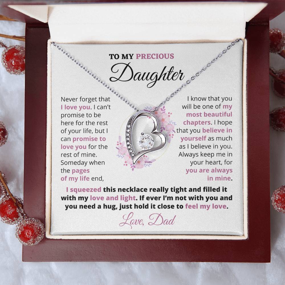 Gift For Precious Daughter Always Keep Me In Your Heart Love Dad Heart Necklace Forever Love Necklace