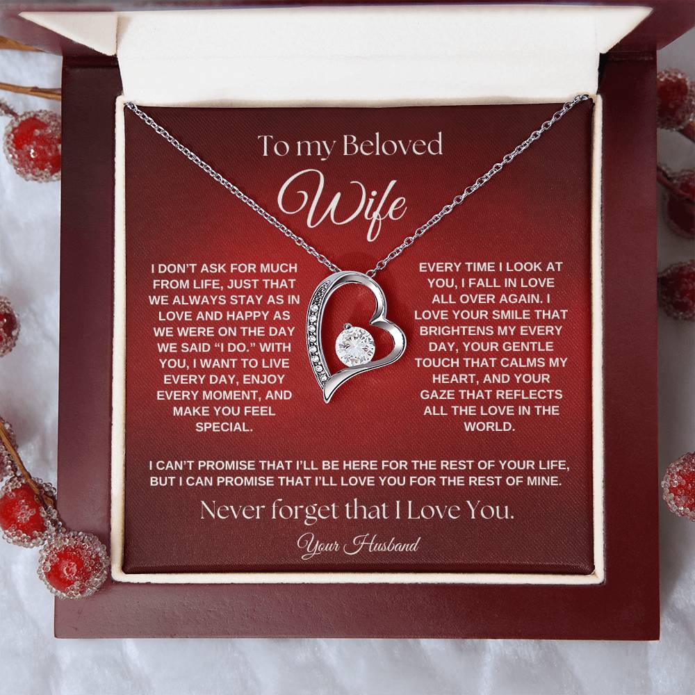 To My Beloved Wife, I Promise To Love You Forever Forever Love Necklace