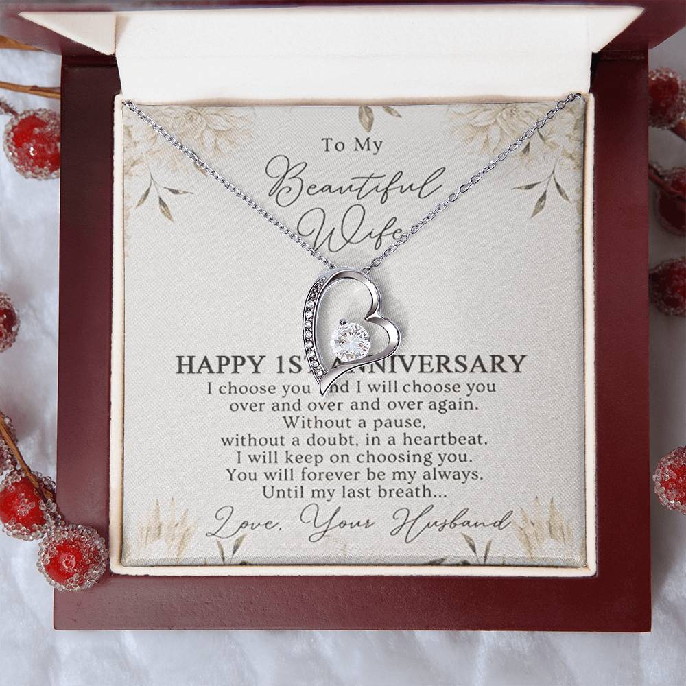 1St Anniversary Necklace Gift For Wife 1 Year Wedding Jewelry Gift For Her 1St Wedding Anniversary Wife Gift  1 Year Anniversary Wedding Present Forever Love Necklace