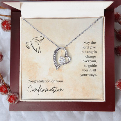 Congratulation On Your Confirmation - May The Lord Give His Angels Charge Over You To Guide You In All Your Ways - Necklace Forever Love Necklace