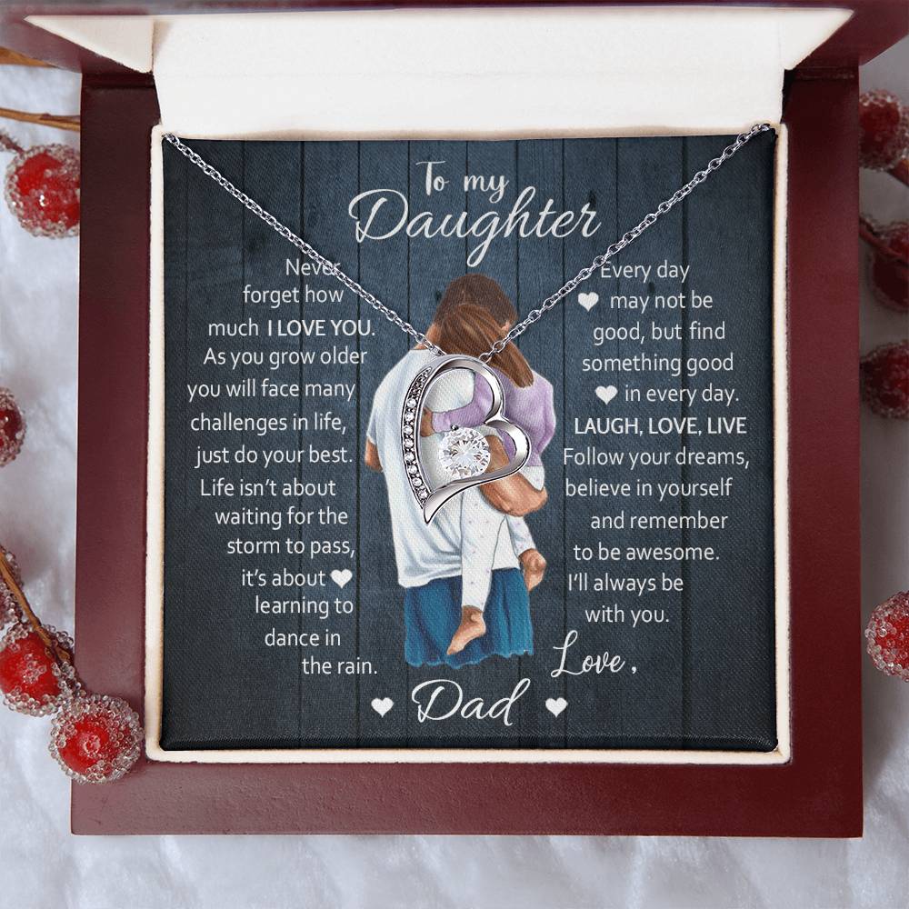 To My Daughter  Laugh Love Live  Forever Love Necklace Forever Love Necklace