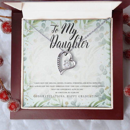 Graduation Gift For Daughter White Gold Heart Necklace Forever Love Necklace
