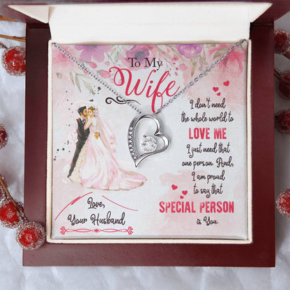 To My Wife Necklace Love Your Husband Anniversary Birthday Valentine's Day Gifts For Lineman's Wife Lineman's Wife Gifts Forever Love Necklace