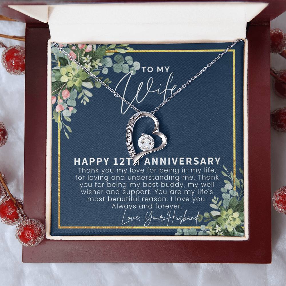 12 Year Anniversary Gift Ideas 12Th Anniversary Gift For Her 12 Year Wedding Anniversary Gift For Wife 12Th Anniversary Gifts Forever Love Necklace