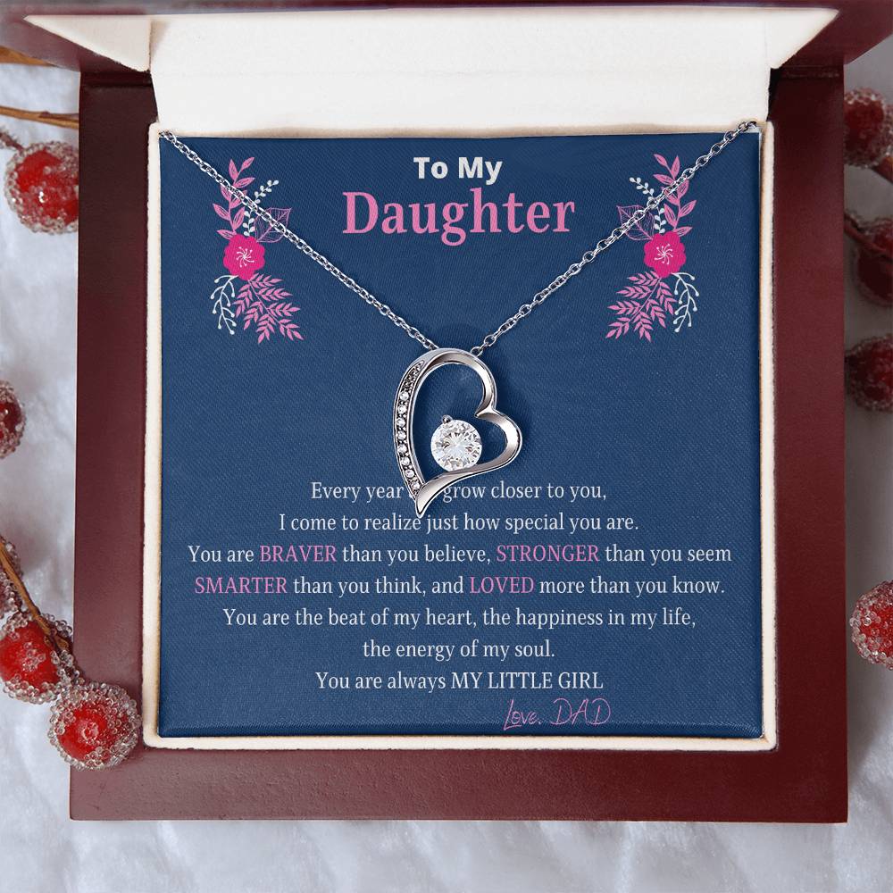 To My Daughter Dog Tag Necklace You Are Braver Than You Believe. Daughter Gift. Christmas Gift For Daughter Forever Love Necklace