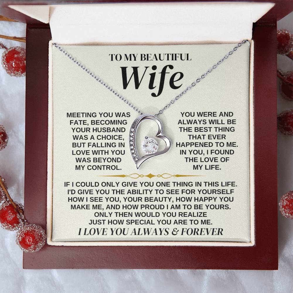 To My Beautiful Wife - Forever Love Necklace Gift Set - Ss323 Forever Love Necklace