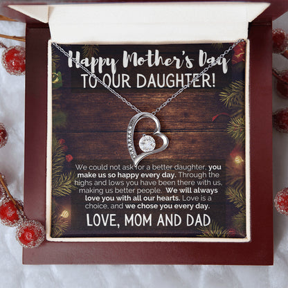 To Our Amazing Daughter Necklace Happy Mother's Day To Your Daughter Jewelry Love Mom And Dad Forever Love Necklace