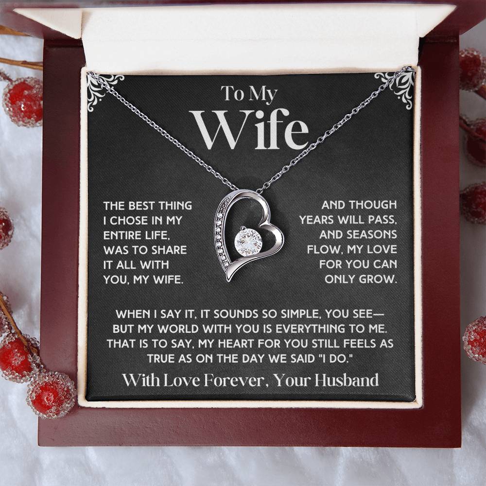 To My Wife - Forever Love Necklace & Earring Set - Beautiful Poem Forever Love Necklace