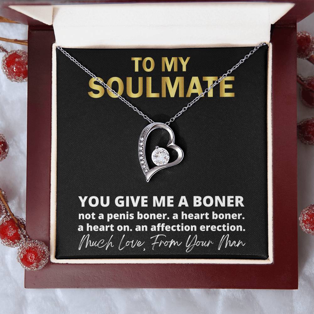 This Dazzling Forever Love Necklace ?  You Give Me A Heart Boner An Affection Erection Pendant Necklace Funny & Sarcastic Love For Her Mature Gift Forever Love Necklace