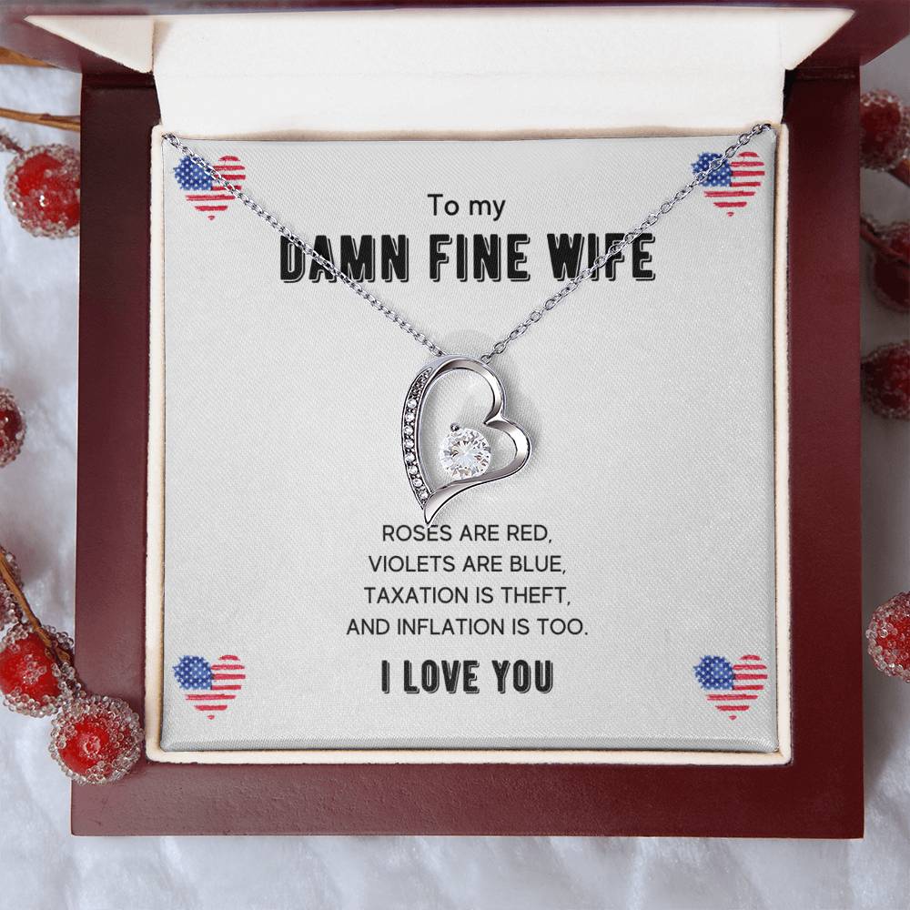 To My Damn Fine Wife - Women'S Forever Love Necklace & Earring Set - Gift For Wife Forever Love Necklace