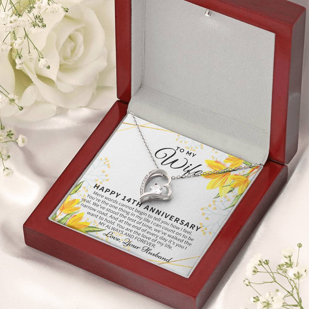 14 Year Wedding Anniversary Gift For Wife 14Th Anniversary Gift For Her 14 Year Anniversary Gift Ideas 14Th Anniversary Gifts Forever Love Necklace