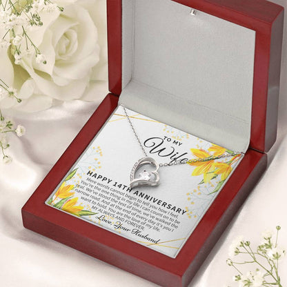 14 Year Wedding Anniversary Gift For Wife 14Th Anniversary Gift For Her 14 Year Anniversary Gift Ideas 14Th Anniversary Gifts Forever Love Necklace