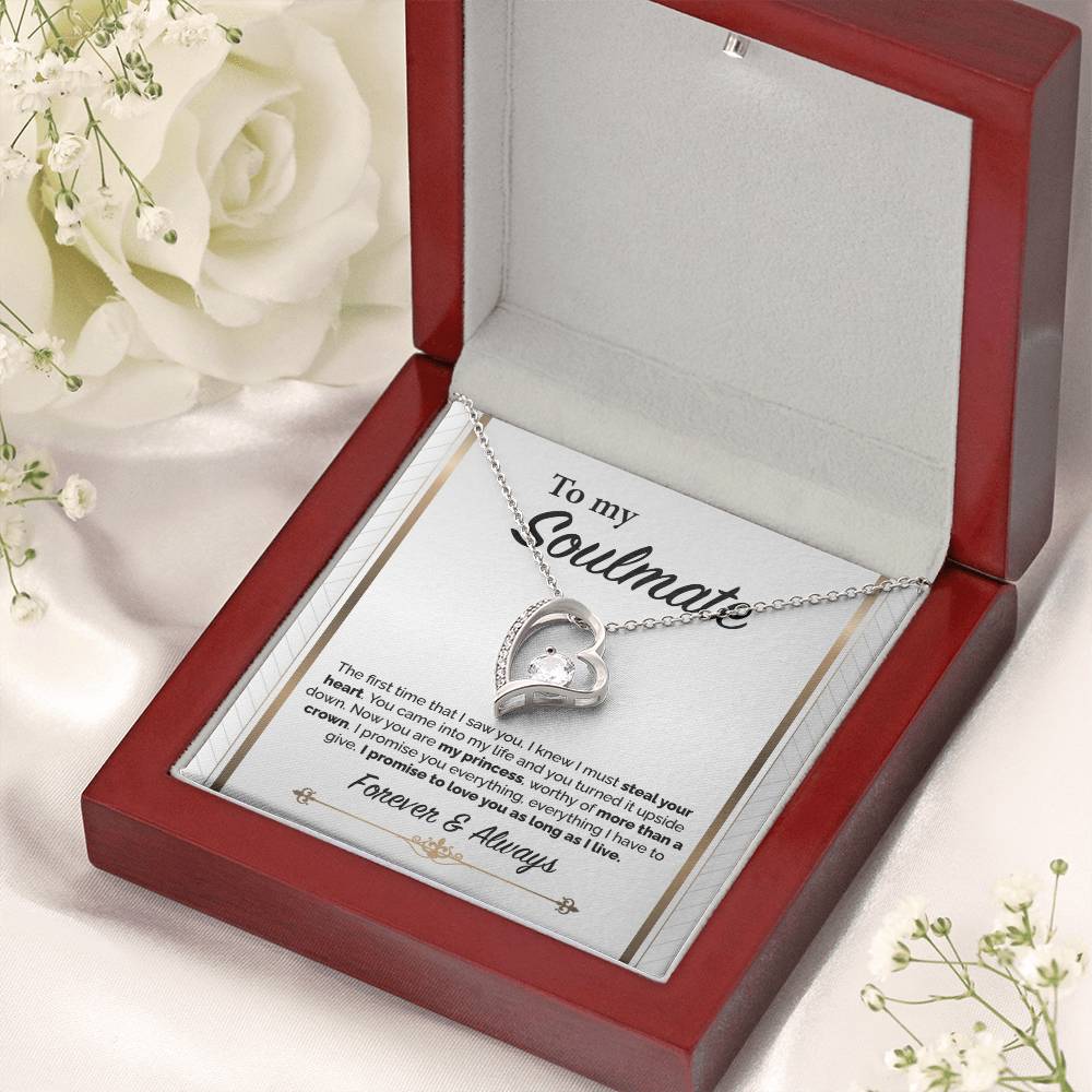 To My Soulmate I Promise To Love You As Long As I Live Forever Love Necklace