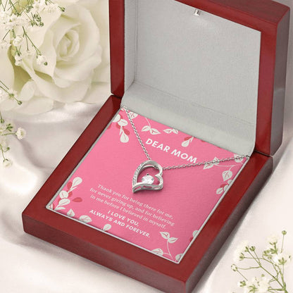 Mom I Love You Always And Forever Cubic Zirconia Heart Pendant Necklace Forever Love Necklace
