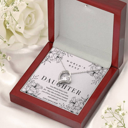 World's Best Daughter Gift 14k White Gold Or 18k Yellow Gold Pendant Necklace Forever Love Necklace
