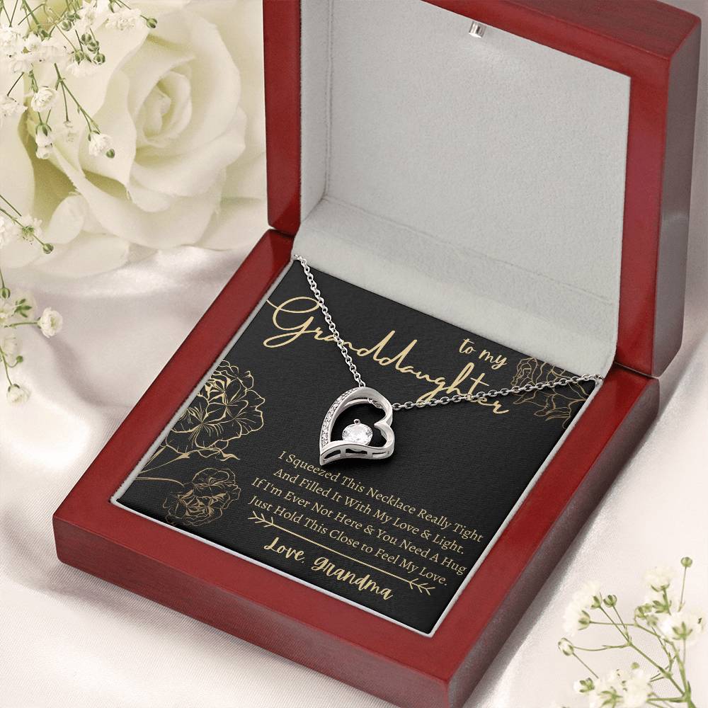 To My Granddaughter - Heart Necklace - Squeeze This Necklace - Love Grandma Forever Love Necklace