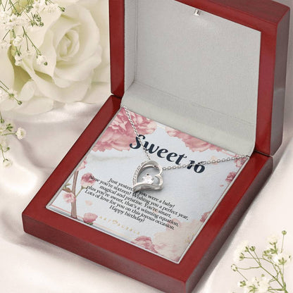 16th Birthday Gift Girl Sweet Sixteen Necklace Jewelry For 16th Sweet Sixteen Birthday Jewelry Gift For Daughter Niece Bff Forever Love Necklace