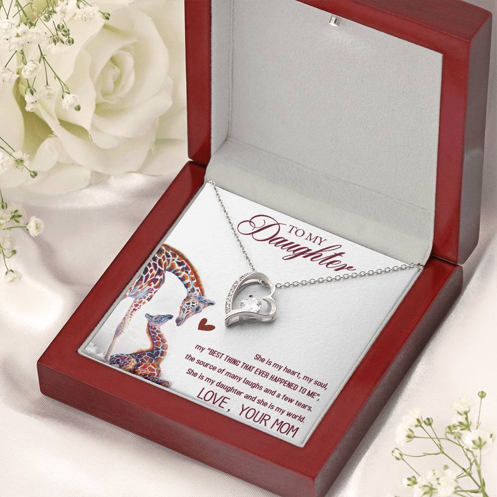 To My Daughter Forever Love Necklace Gifts - Gift For Daughter From Mom - Daughter Gift From Mom Forever Love Necklace