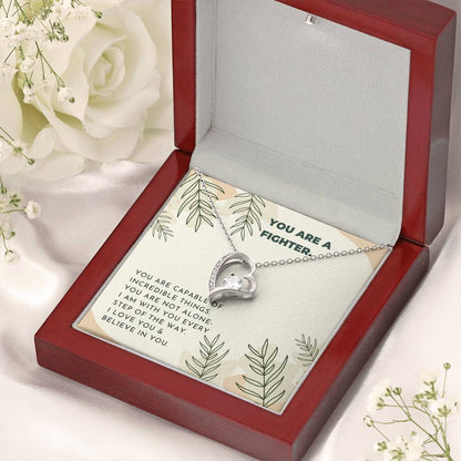 Fighter Inspiring Heart Stone Necklace Neutral Leaves Forever Love Necklace