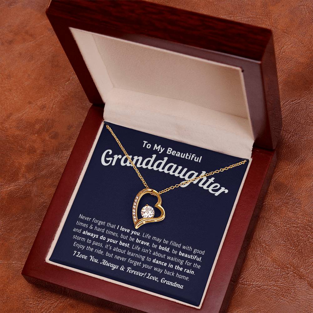 To My Beautiful Granddaughter - Never Forget That I Love You Forever Love Necklace