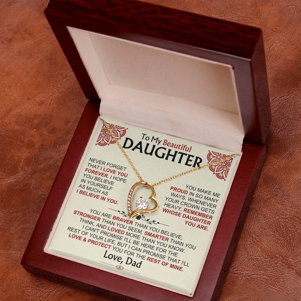 To My Beautiful Daughter - Dad - Forever Love Gift Set - Ss490V2 Forever Love Necklace