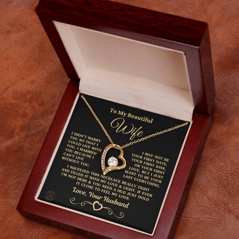 Special Gift For Wife I Can'T Live Without You Gold Heart Necklace Forever Love Necklace