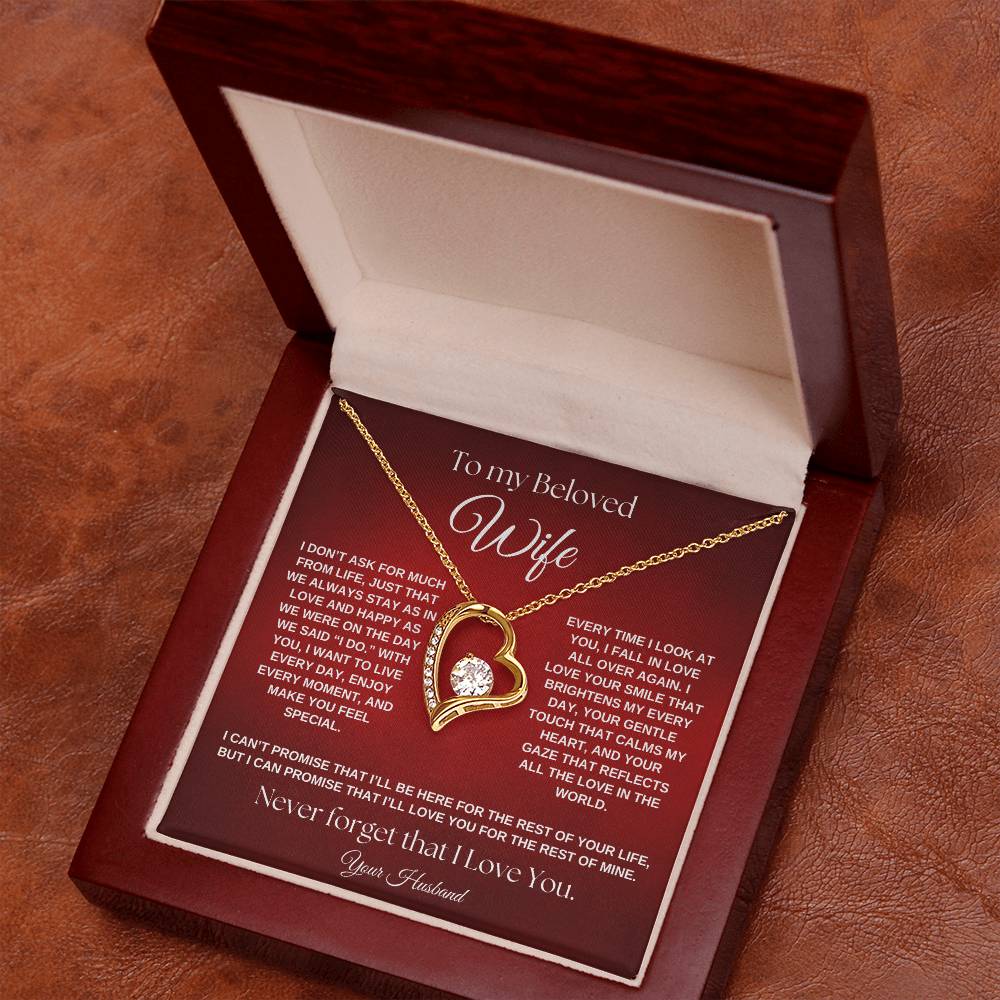 To My Beloved Wife, I Promise To Love You Forever Forever Love Necklace