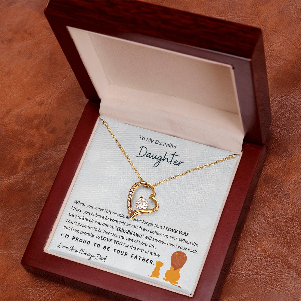 To My Daughter,  I'M Proud To Be Your Father Forever Love Necklace