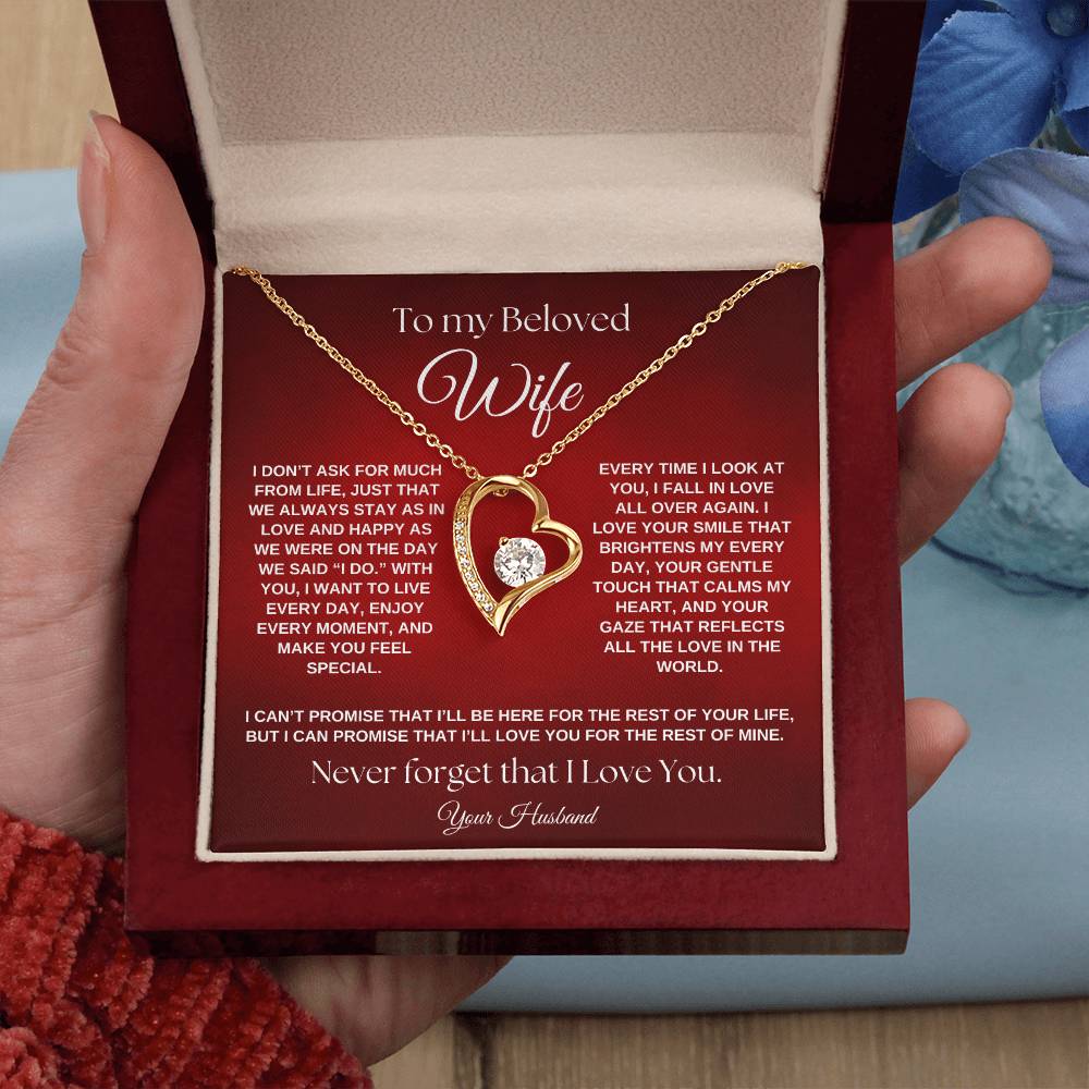 To My Beloved Wife, I Promise To Love You Forever Forever Love Necklace