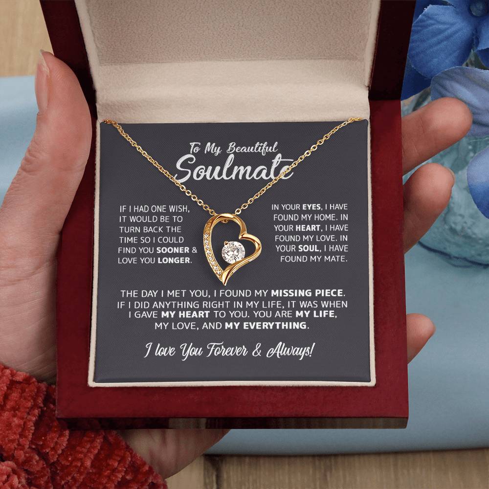 To My Beautiful Soulmate - In Your Eyes, I Have Found My Home Forever Love Necklace