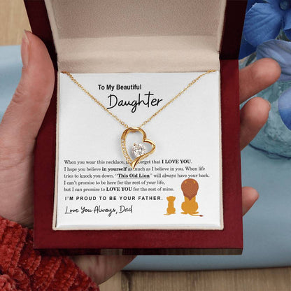 To My Beautiful Daughter Necklace, Daughter Gift From Dad, Father Daughter Gift, Christmas Gift, Unique Daughter Birthday Graduation Gift Forever Love Necklace