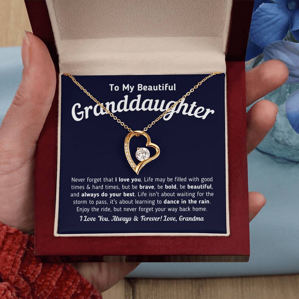 To My Beautiful Granddaughter - Never Forget That I Love You Forever Love Necklace