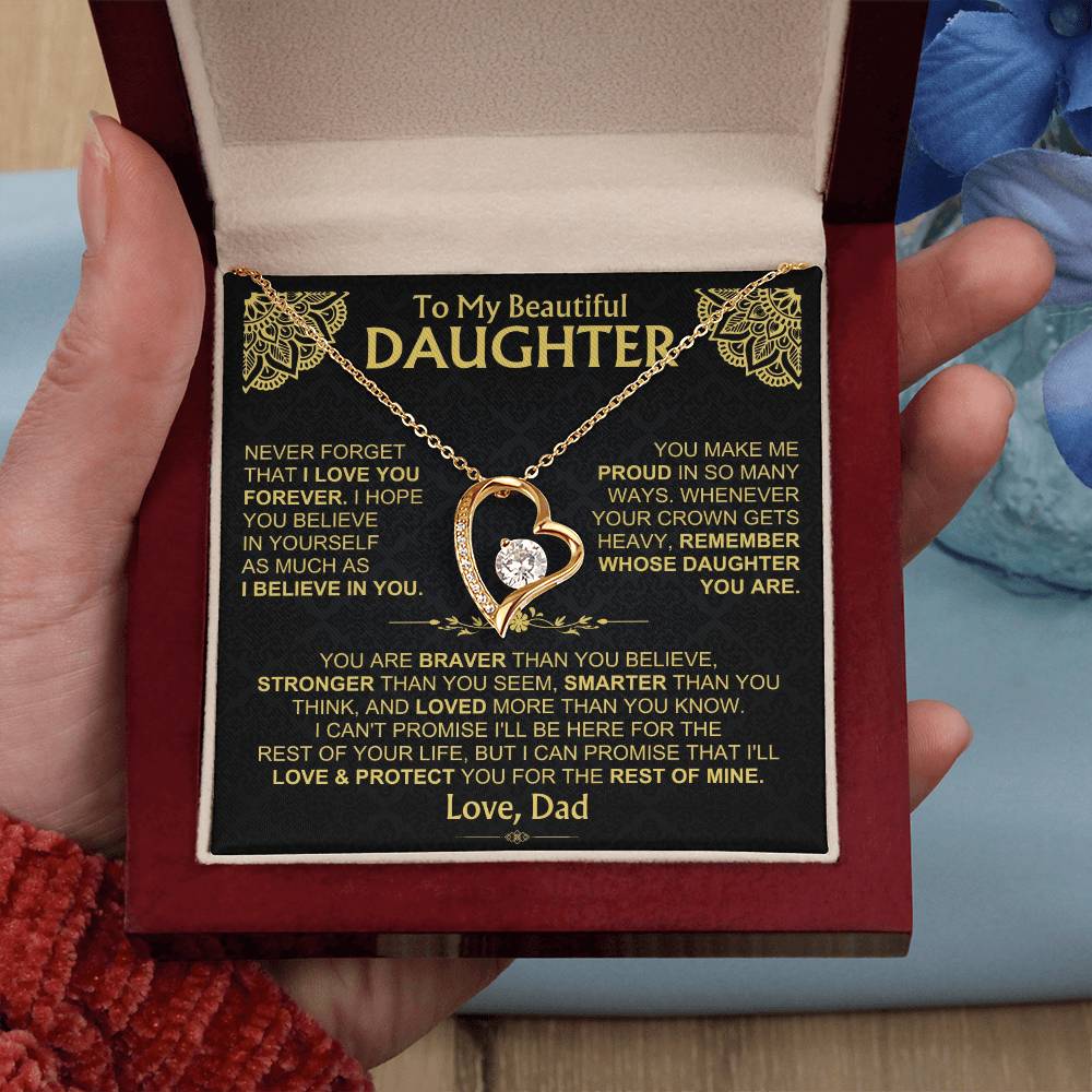 To My Beautiful Daughter - Dad - Forever Love Gift Set - Ss490V3 Forever Love Necklace