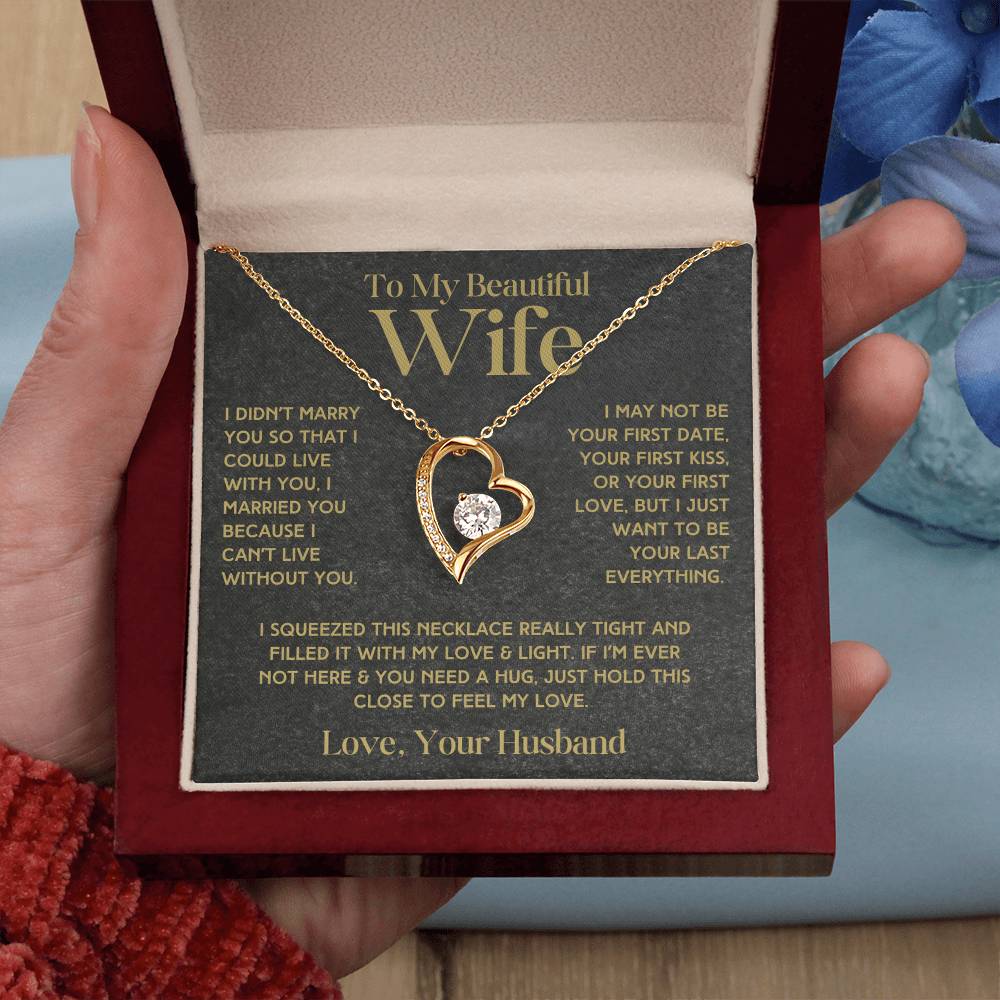 To My Beautiful Wife - Forever Love Necklace & Earring Set - I Want To Be Your Last Everything Forever Love Necklace