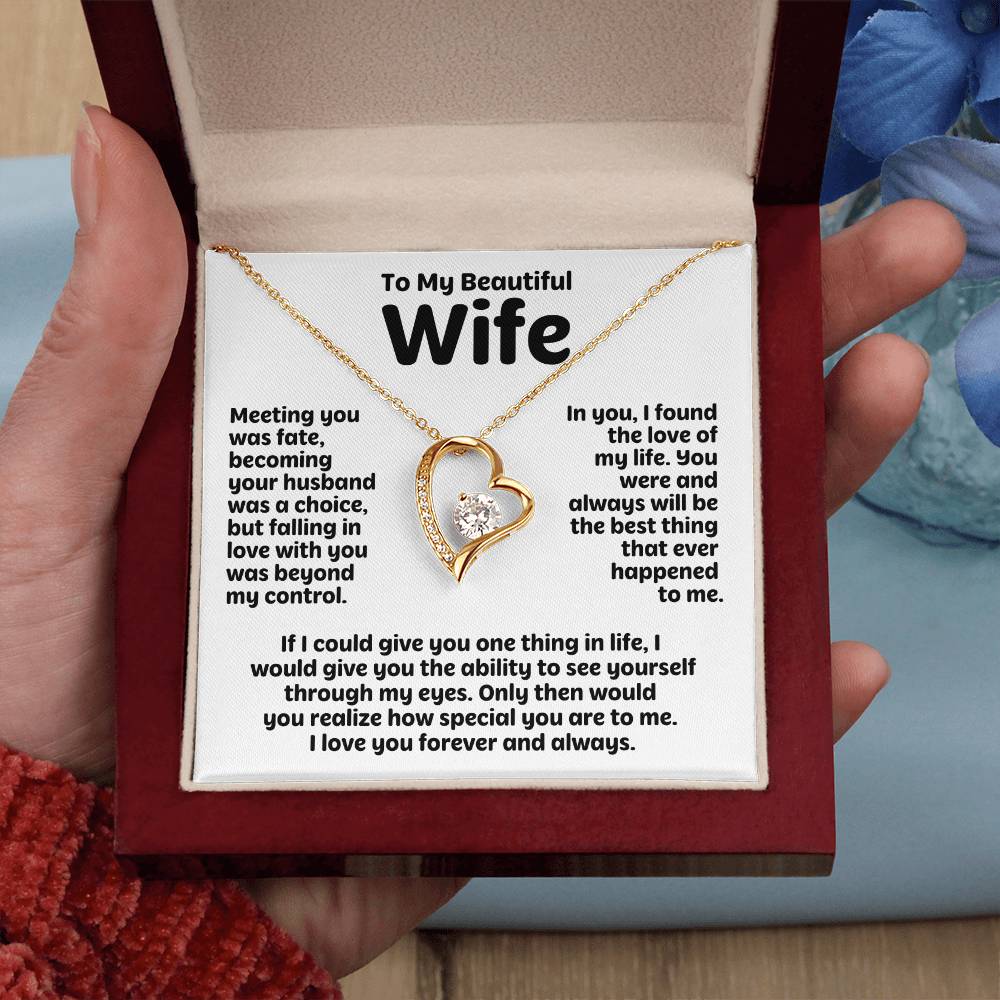 To My Beautiful Wife - Meeting You Was Fate - Forever Love Necklace