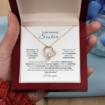 Sister  Strength  I Love You Forever Love Necklace