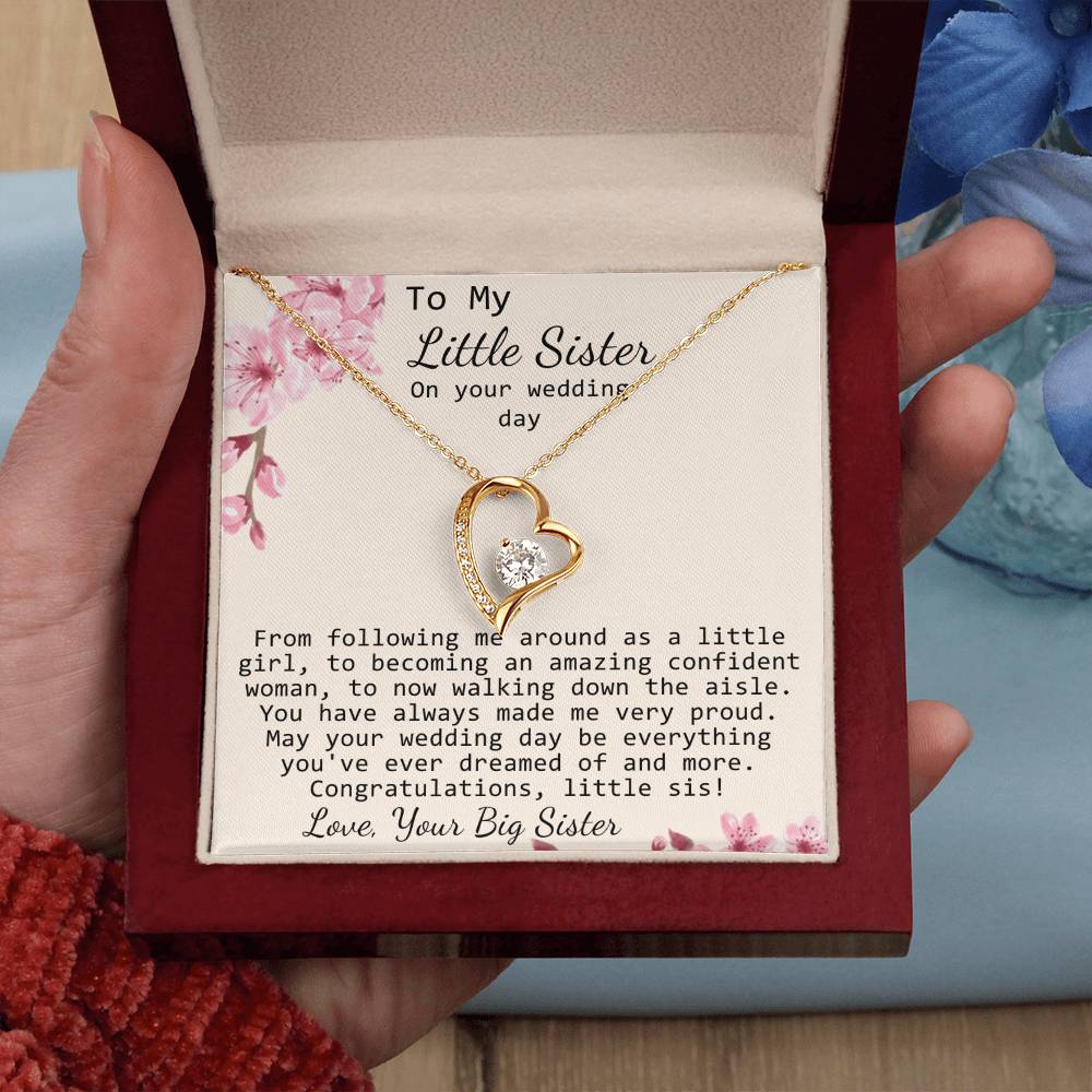 Little Sister Wedding Day Gift, Big Sister To Bride Necklace, Bride Gift From Sister, Sister To Bride Gift Forever Love Necklace