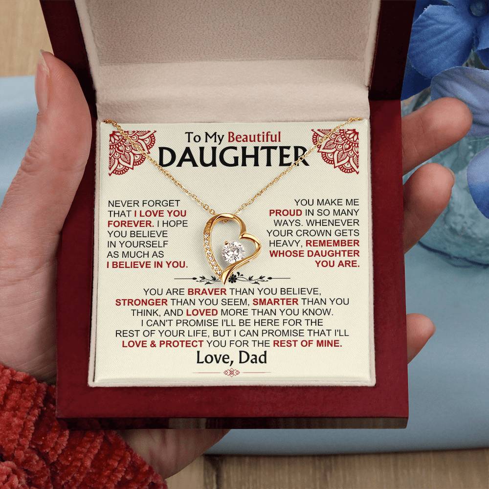 To My Beautiful Daughter - Dad - Forever Love Gift Set - Ss490V2 Forever Love Necklace