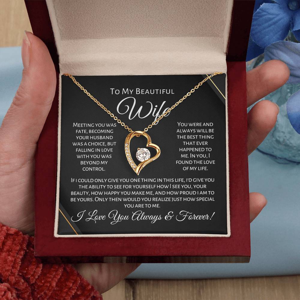 To My Beautiful Wife - One Thing - Forever Love Necklace