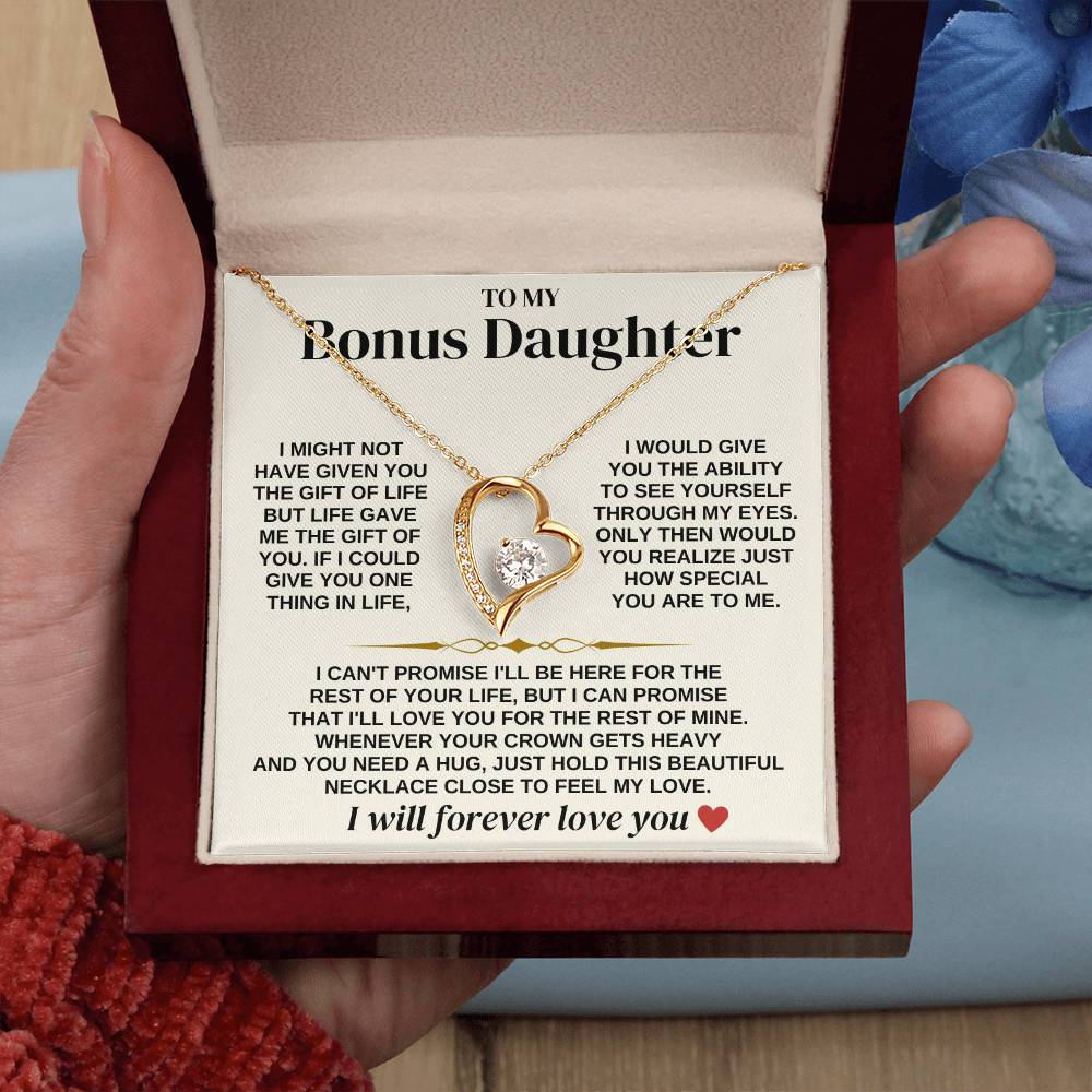 To My Bonus Daughter - Necklace Gift Set - Ss312 Forever Love Necklace