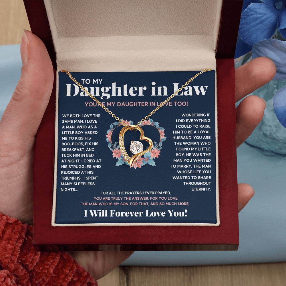 To My Daughter In Love Heart Necklace Gift Set Forever Love Necklace
