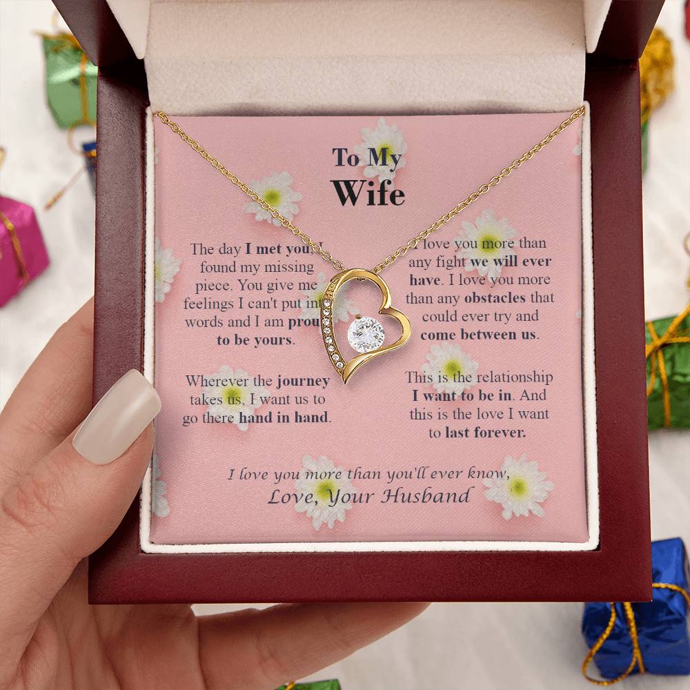 To M Y Wife - Forever Necklace -  Love Your Husband - Pink Daisy Forever Love Necklace