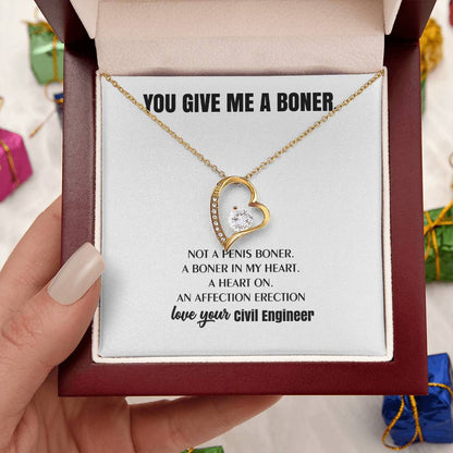 You Give Me A Heart Boner An Affection Erection Funny & Sarcastic Love For Her ? Mature Best Funny Gag Gifts For Civil Engineer Wife On Special Days Forever Love Necklace