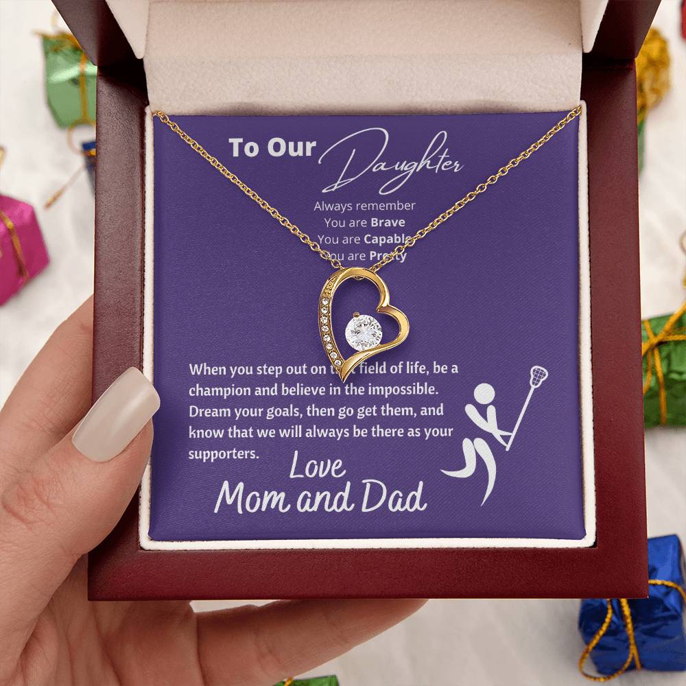 To Our Lacrosse Crazy Daughter - To Our Daughter Necklace From Mom And Dad Gift For Daughter Forever Love Necklace