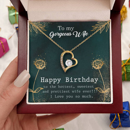 To My Gorgeous Wife - Happy Birthday - 925 Sterling Silver Pendant Forever Love Necklace