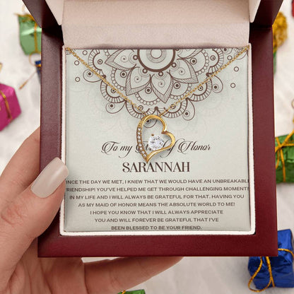 Maid Of Honor Gift Necklace Maid Of Honor Wedding Gift Customize Maid Of Honor Giftforever Love Necklace For Maid Of Honor Wedding Day Forever Love Necklace