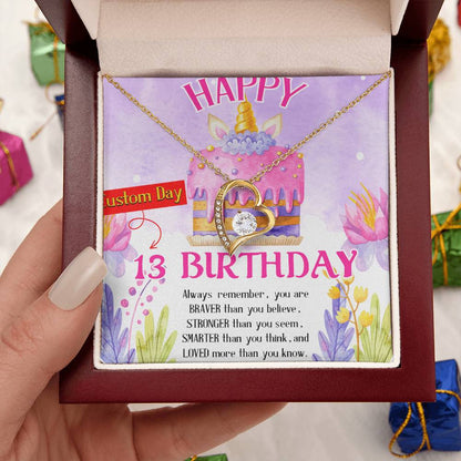 Birthday Necklace For Her Customize Birthday Necklace Birthday Necklace Pendant 13Th Birthday Necklace Gift Birthday Necklace Gift Forever Love Necklace