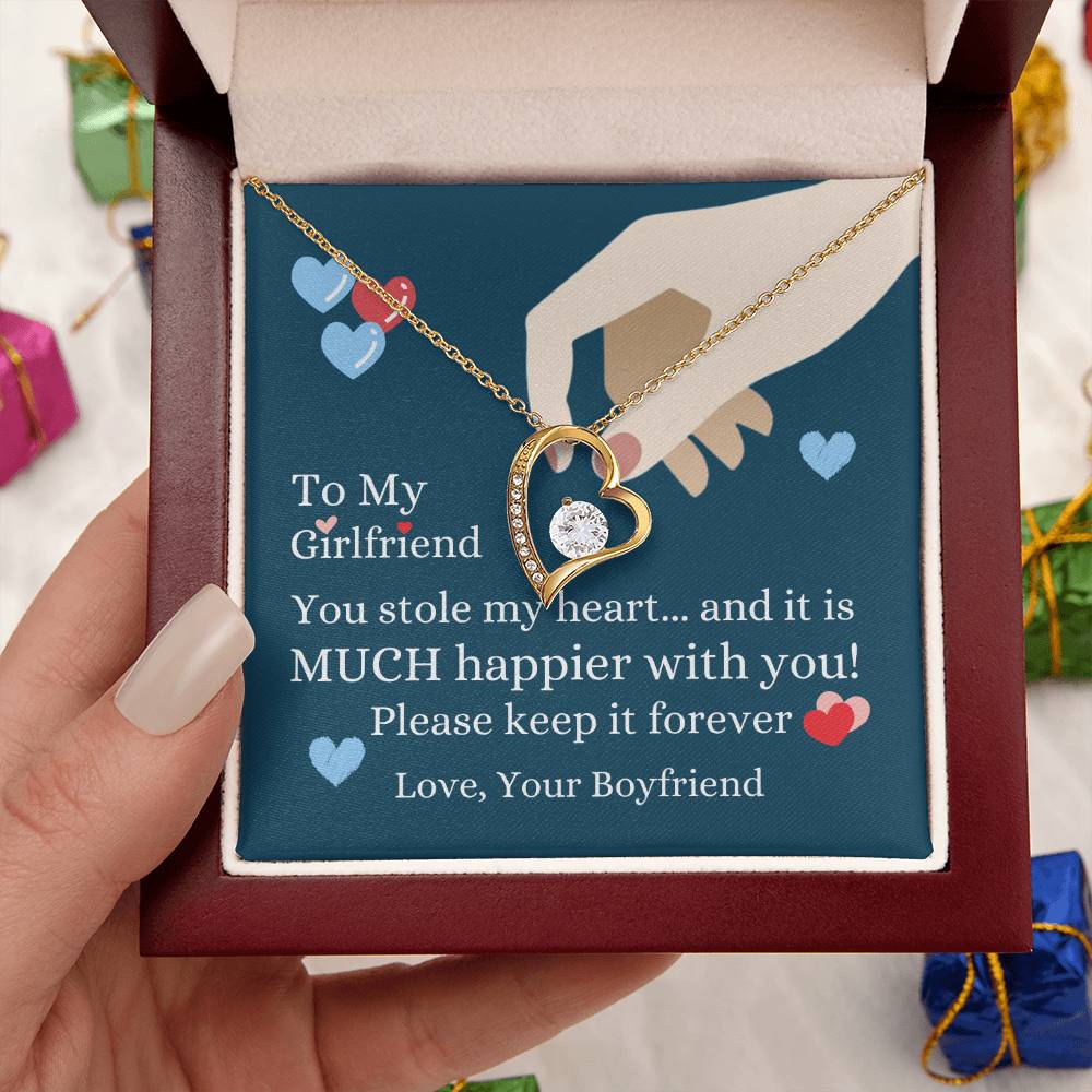 To My Girlfriend  You Stole My Heart Necklace Forever Love Necklace