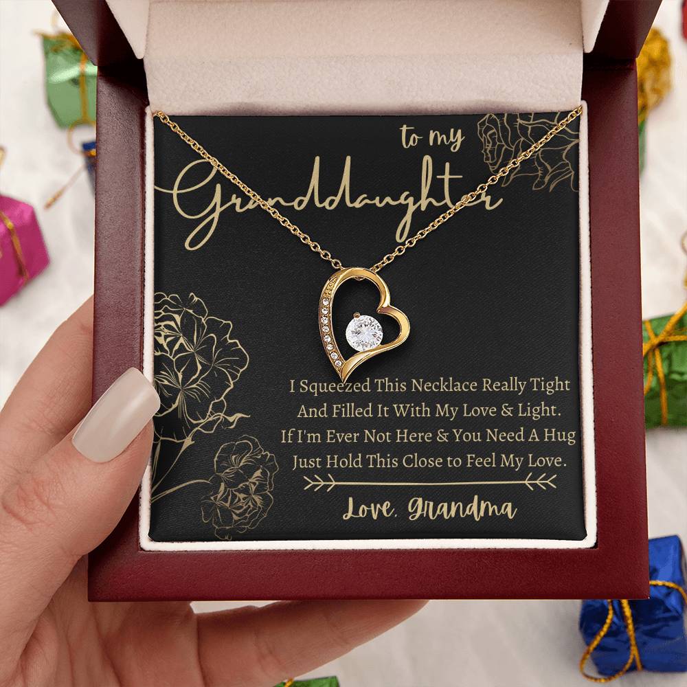To My Granddaughter - Heart Necklace - Squeeze This Necklace - Love Grandma Forever Love Necklace